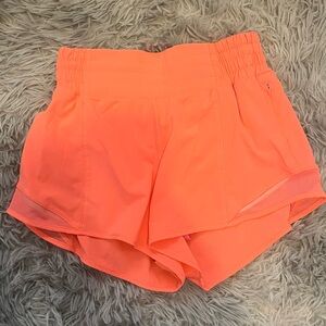 Orange/pink lululemon hotty hot shorts